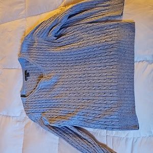 Karen Scott Blue Cable Knit V-Neck Sweater Sz xl